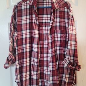 Platted button-down shirt
